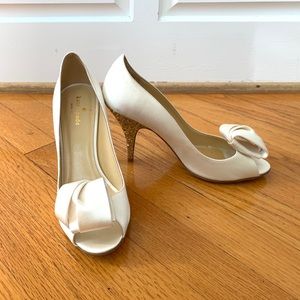 Kate Spade White Satin Heels size 8